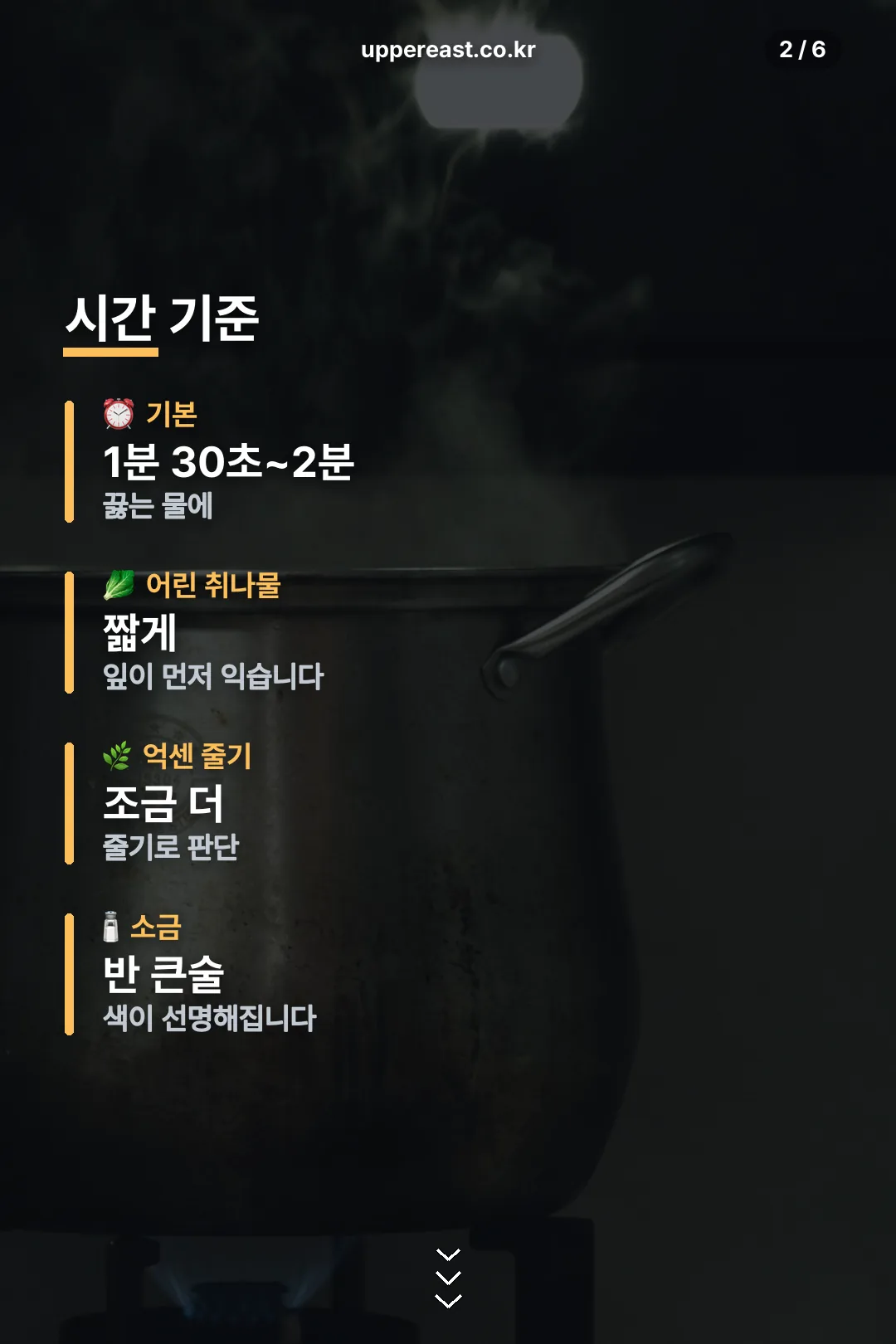 데치는 시간 기준