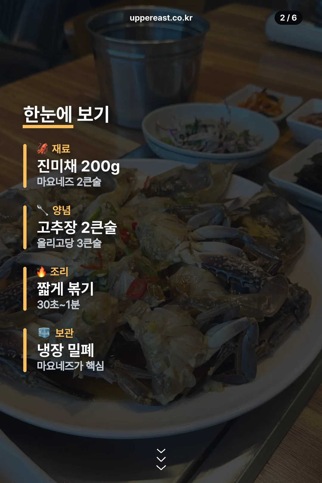 재료와 조리 요약