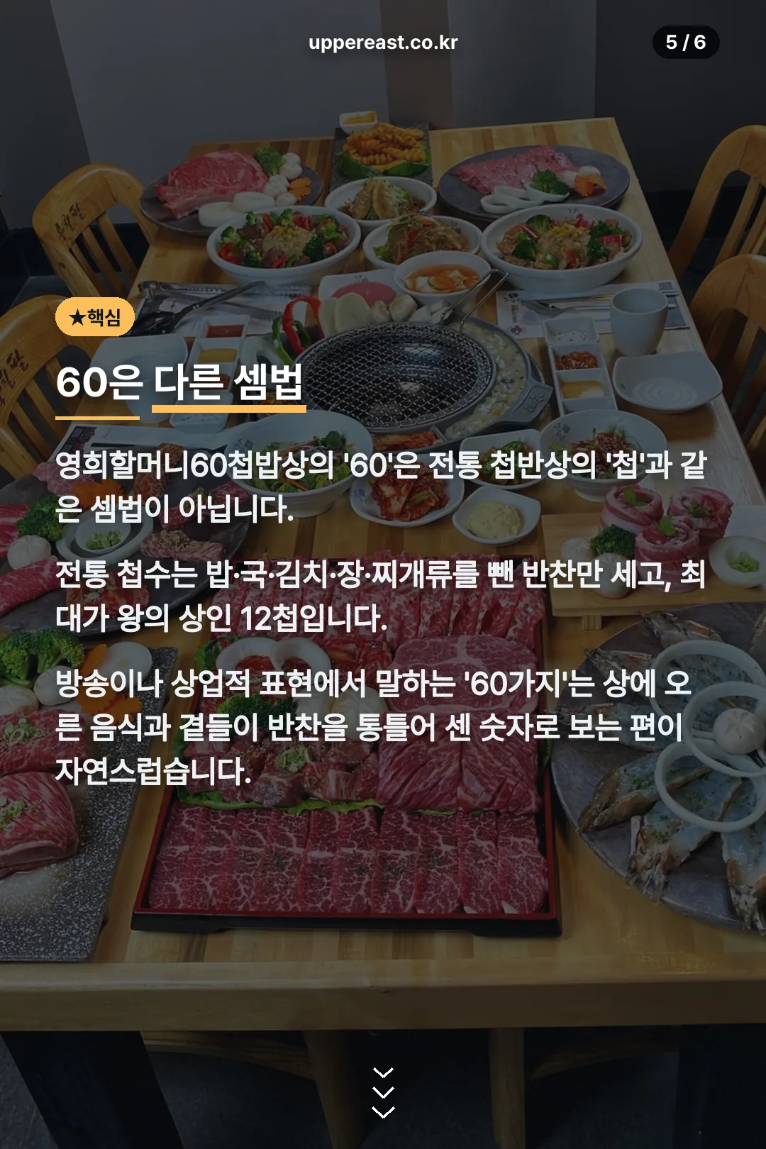 60첩과 전통 첩수의 차이