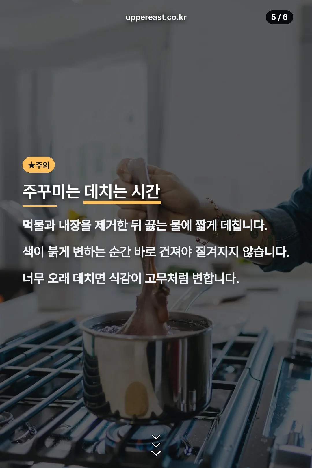 주꾸미 데치기 주의