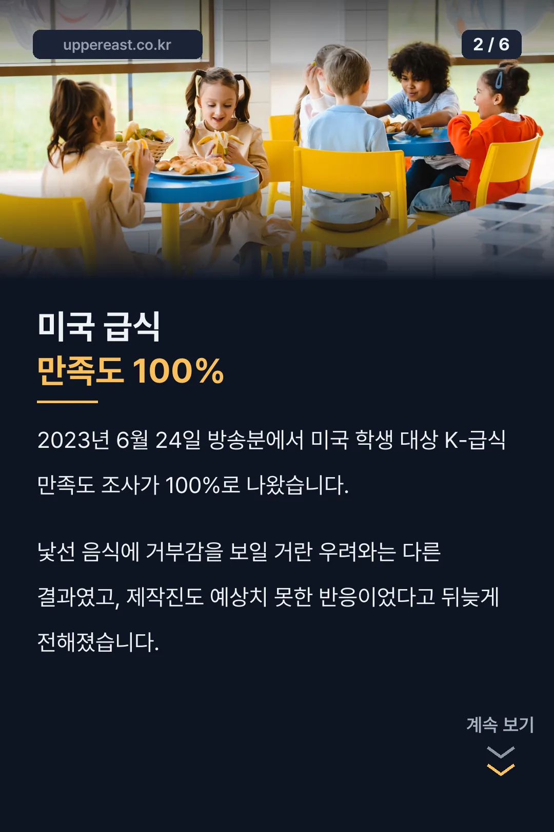 미국 급식 만족도 100%